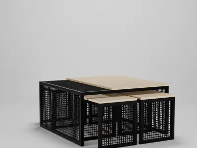 Coffee Table Set 100 x 100 x 50  Low-poly 3D model