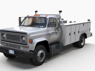 Vintage service truck Low-poly 3D model