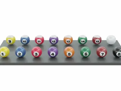 Pool Table Pool Balls Set Low-poly 3D model