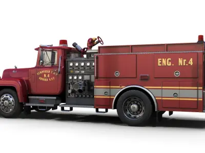 Classic Fire truck Low-poly 3D model