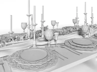 Tableware christmas table setting 3D model
