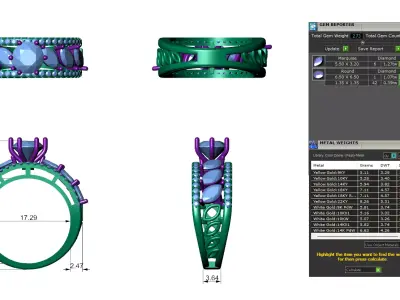 Stackable Marquise and Pave Diamond Engagement Pointer Band 3D print model