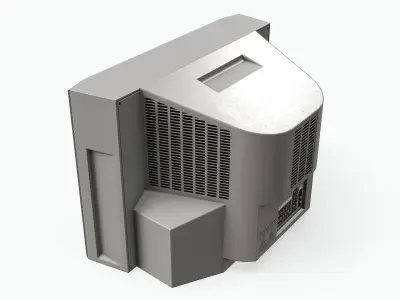 2000s CRT TV Gray Low-poly 3D model