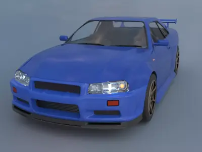 JDM Icon Nissan Skyline GTR R34  The Blue Godzilla 3D model