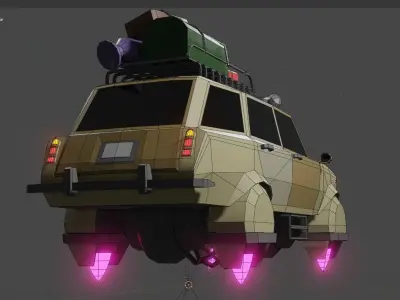 Old soviet-futuristic car Low-poly 3D model