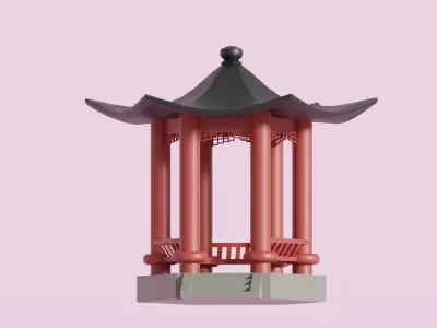 Cartoon Chinese Pavilion 3D model