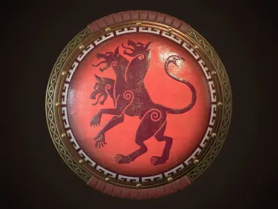 Hoplite Shield Cerberus Low-poly 3D model