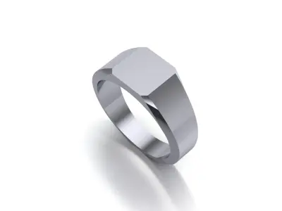8mm Signet Ring Eamradshape Pritable model 3dmodel US 7 3D print model