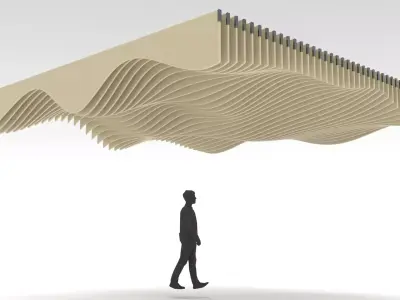 Parametric Ceiling Wave Contour Design with Hangers 3D model