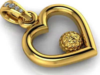 Golf Ball Heart Pendant 3D print model