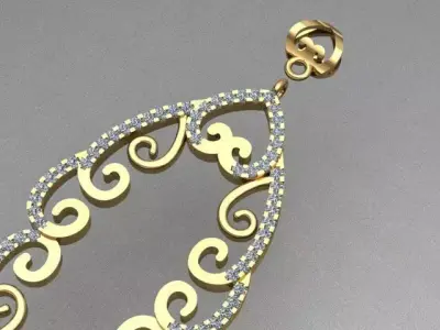Luxury Diamond Golden Necklace  3D print model