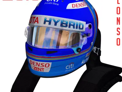 Alonso WEC helmet 2018 Low-poly 3D model