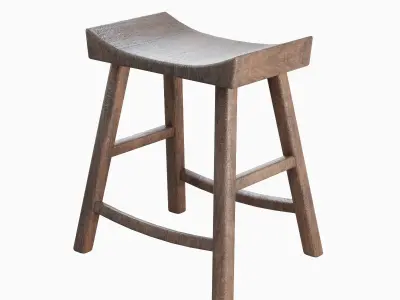 Old Wooden Chair 01  Low-poly 3D model