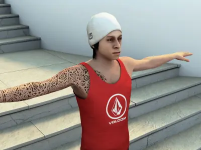 customizable skateboarder character Free 3D model