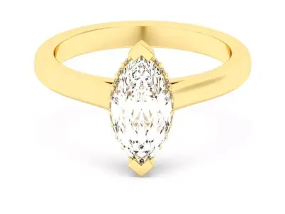 Marquise Cut Hidden Halo Engagement Ring  3D print model