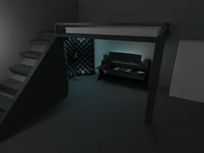 desk gaming room complete 3D model