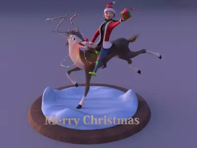 cartoon Christmas card 3D model
