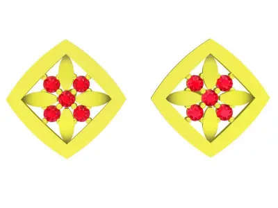 Luxury Ruby Cluster Stud Earrings 3D Model 5990 3D print model