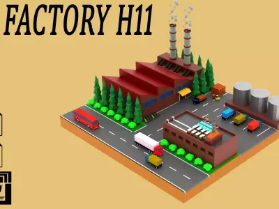 Factory Warehouse Low-poly 3D model