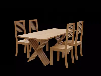 Table set Pack 08 Low-poly 3D model