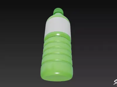 Green Plastic Bottle Low-poly 3D model