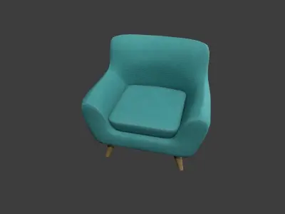Teal Armchair Low-poly 3D model