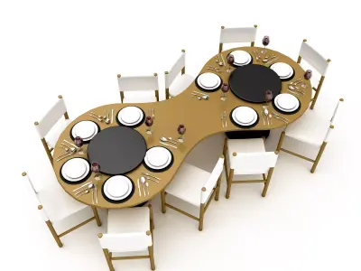 dining table 009 model Low-poly 3D model