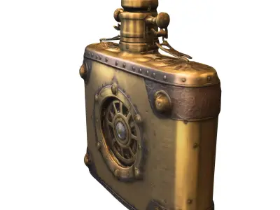 Steampunk Mechanical Flask Low-poly 3D model
