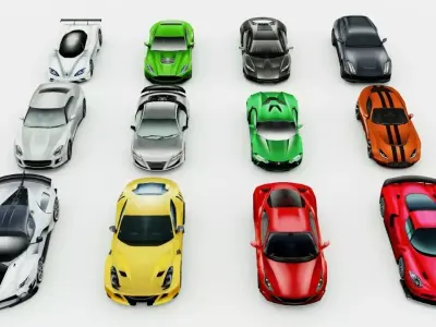 12 lowpoly Sportscars vol2 Low-poly 3D model