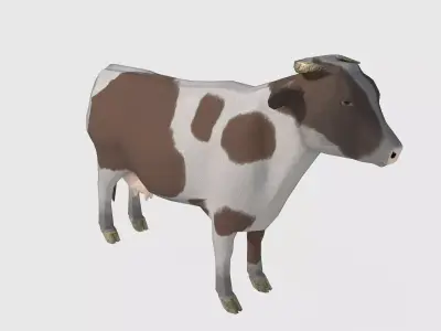  brown and white cow Low-poly 3D model