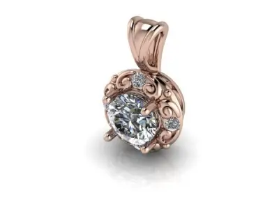 Intricate Antique Scroll ArtDeco Diamond Pendant Necklace 3D print model