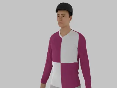 Jockey man in shirt and pants Low-poly 3D model