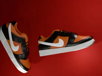 Realistic 3D Sport Sneaker with Black and Red Low-poly 3D model