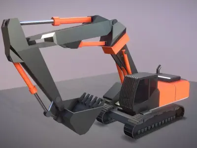 Excavator Rigged and  Low-Poly  Low-poly 3D model