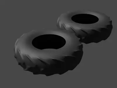 tractor tires Low-poly 3D model