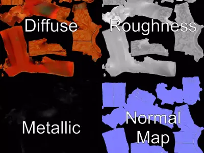 Regal Orange Brocade Jacket model pack Low-poly 3D model