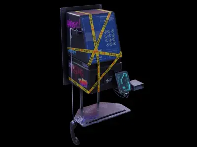 Cyberpunk Phone Cabin Low-poly 3D model