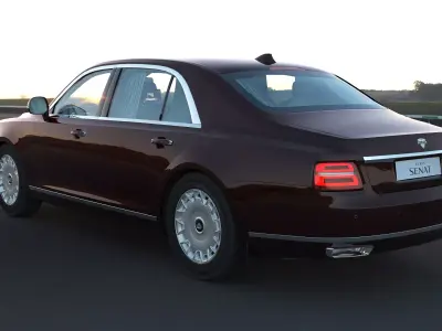 2018 Aurus Senat with lowpoly interior Low-poly 3D model