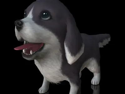 cute dog puppy Low-poly 3D model