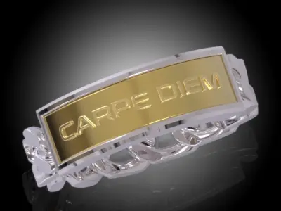 Carpe Diem Bracelet TAG Cuban Chain Ring-CARPE DIEM Collection 3D print model