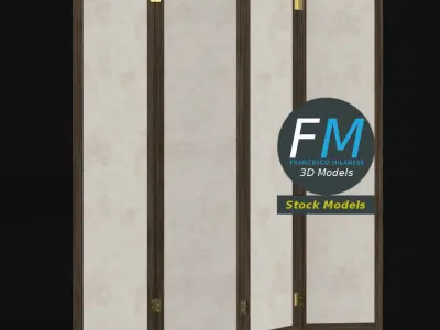 Wood and paper room divider 3D model