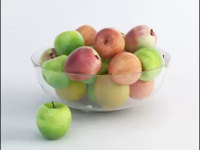 apples in glass bowl 3D model