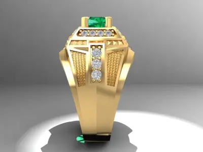 Luxury Pyramid Diamond Men Ring 3D Model 1084 3D print model