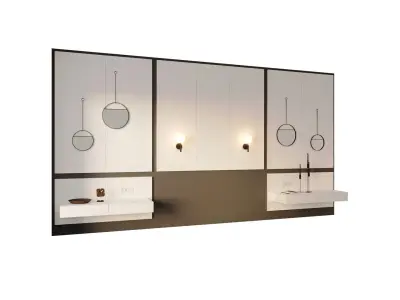 Headboard 5 bathroom with mirrors on wall 3D model