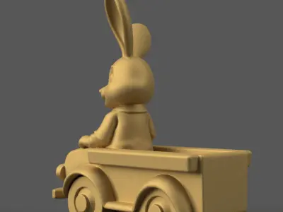 Bunny in Truck pot planter candy bowl candle holder urn 3D print model