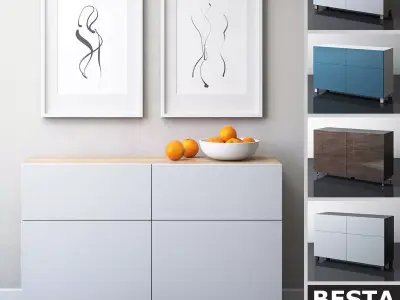 BESTA Storage combination with doors and drawers 3D model