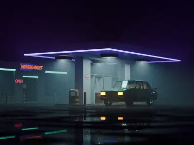 The car is in atmospheric refueling Low-poly 3D model