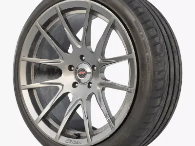 Rim 5Zigen ZR and Tire Dunlop Sport Maxx Low Poly Low-poly 3D model