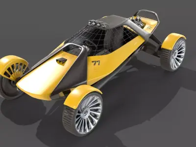Sci-Fi futuristic racer buggy Low-poly 3D model