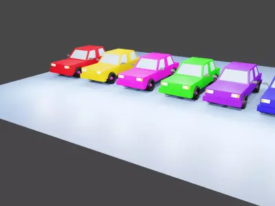 Low Poly Colourful Car Low-poly 3D model